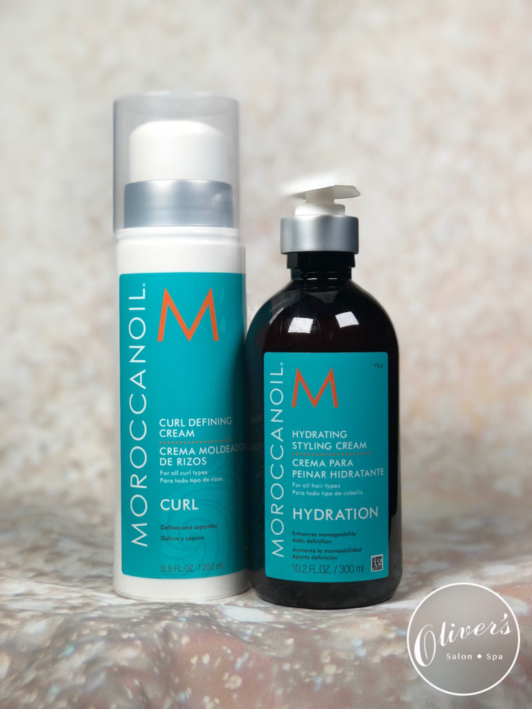 This is a picture of two Moroccan Oil Products. In the lower right hand corner is the Oliver's logo in white.