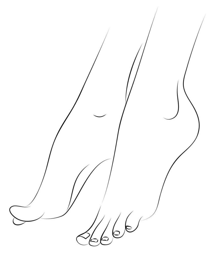 This is a picture of a drawing of feet. The picture is simple line work in black.