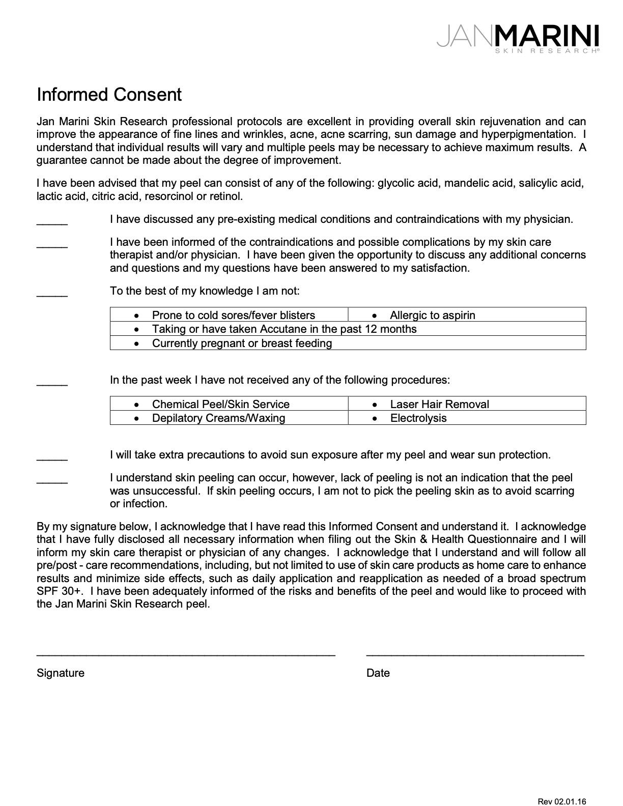 Jan Marini Informed Consent form